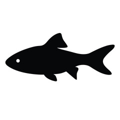 cherry barb fish vector silhouette icon, black and white illustration of fish.