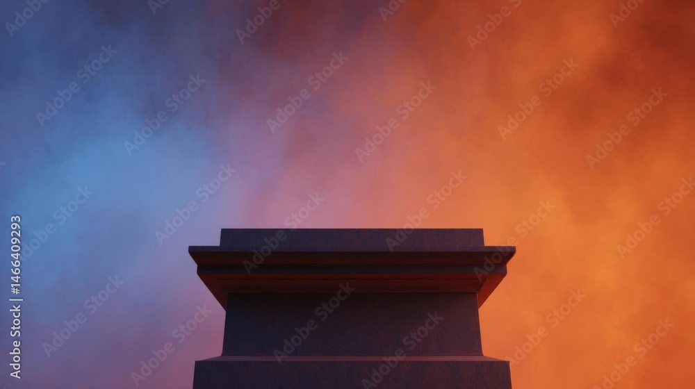 Poster close-up of a black pedestal or column. the pedestal is in the center of the image and is facing tow