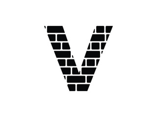 letter V brick wall symbol icon design vector isolated transparent background