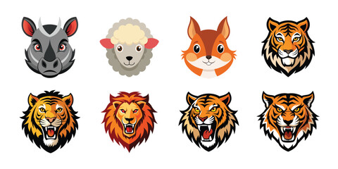 Fototapeta premium set of funny cartoon animals on white background