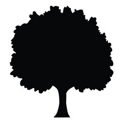 chestnut tree vector silhouette icon, black and white illustration of trees.