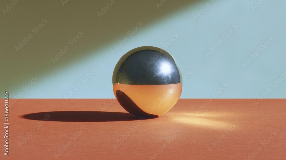 Aufkleber photograph of a spherical object on a red surface. the object appears to be made of glass or a simil