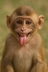 Funny Pictures Cheeky Young Monkey Sticking Out Tongue with a Big Smile
