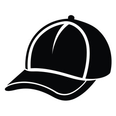 Black monochrome baseball cap features curved visor and top button for simplistic style