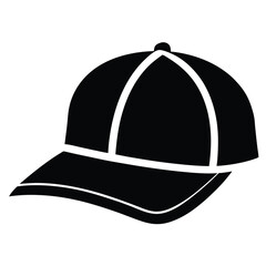Sleek silhouette showcases a contemporary black baseball cap with minimalist white accent lines for style