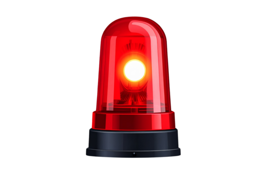 Red flashing light, icon design isolated on a transparent background - Powered by Adobe