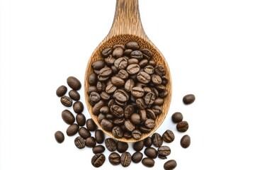 Obraz premium coffee beans in a wooden spoon