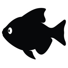 congo tetra fish vector silhouette icon, black and white illustration of fish.