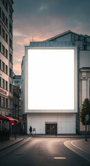 Obraz premium Blank billboard mockup on city building exterior urban advertising space large format poster display advertisement template