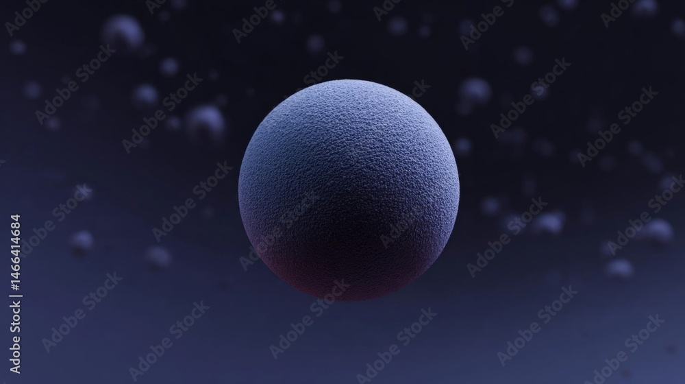Poster 3d rendering of a sphere in the center of a dark blue background. the sphere appears to be spherical