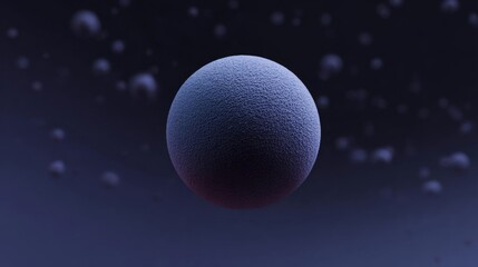 3d rendering of a sphere in the center of a dark blue background. the sphere appears to be spherical in shape and has a smooth, shiny surface.