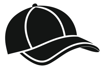 Black silhouette illustrates a simple ball cap with a curved brim and top button