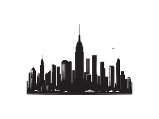 Obraz premium Black Urban Skyline Silhouette Vector Art – Minimal Flat Design