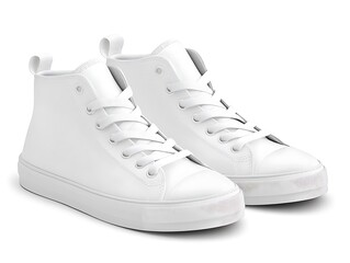 White Canvas High-Top Sneakers, Casual Footwear