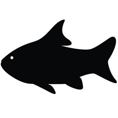 corydoras catfish vector silhouette icon, black and white illustration of fish.