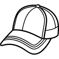 An outlined baseball cap with a curved brim is displayed on a white backdrop