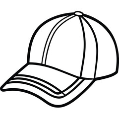 Outline shows a simple baseball cap with a curved brim and top button