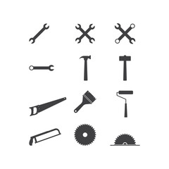 Set of black and white tools for DIY projects