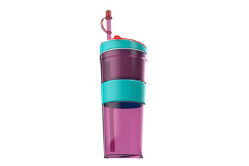 Obraz premium 2-in-1 Travel Snack and Drink Cup with Straw and Lid Portable Double-Compartment Cup for Beverages and Snacks on the Go Convenient Travel Container with Separate Sections on Transparent Background PNG