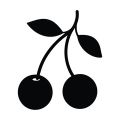 cranberry vector silhouette icon, black and white illustration of fruits.