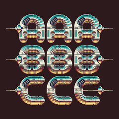 3d render of chrome letters made of vintage robot parts