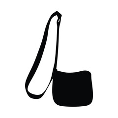 crossbody bags vector silhouette icon, black and white illustration of footwear.