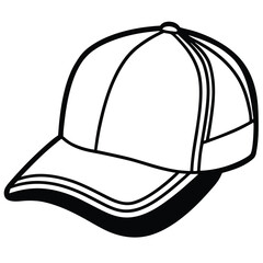 Black outline defines a simple white baseball cap with curved bill visually