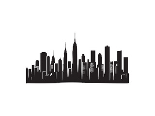 Naklejka premium Black Urban Skyline Silhouette Vector Art – Minimal Flat Design