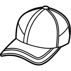 Baseball cap outline displays curved visor and paneled crown defined by bold lines