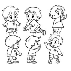 boy and girl children line art