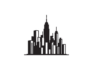 Minimalist City Skyline Silhouette – Flat Vector on White