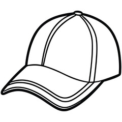 Baseball cap outline shows casual style with a curved brim and six panels