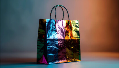 colorful shopping bags on blue background