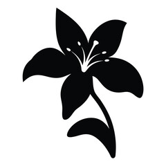 Black and white illustration of daylily , flower silhouette vector designs.