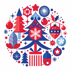 Obraz premium Christmas-themed design using the various red and blue elements provided. 