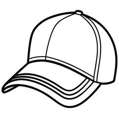 Outlined baseball cap features a curved visor and black stitching on a white background