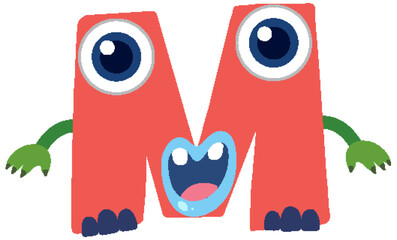 Playful Monster Letter M Illustration