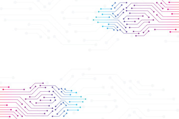 Futuristic Circuit Technology Background with Gradient Lines and Digital Nodes