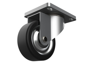 Industrial Swivel Caster Wheel with Top Plate Mounting with Black Rubber Wheel and Steel Bracket...
