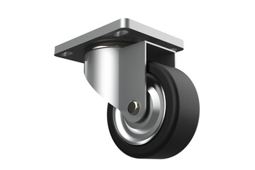 Industrial Swivel Caster Wheel with Top Plate Mounting with Black Rubber Wheel and Steel Bracket...