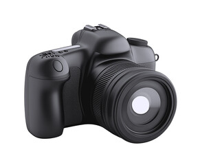 Fototapeta premium Black Camera 3D Isolated on Transparent Background