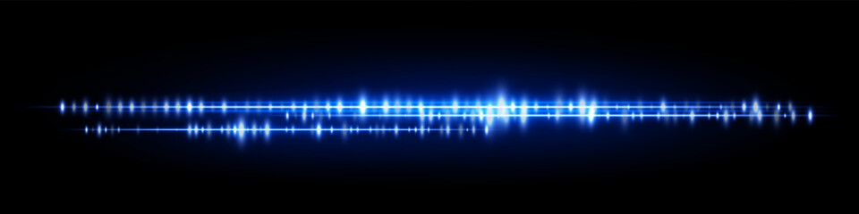 Bright blue waveform with soft glowing light and triple layered amplitude lines, designed for futuristic sound interfaces or voice screens.