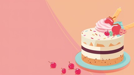 Food Festival Cake Background: Overflowing with Sweet Dreams, Sketching a Dreamy Gastronomic Journey of the Blending of Cream Swirls and Colorful Cakes