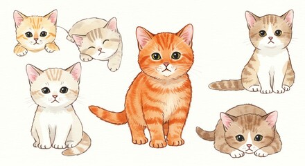 Obraz premium Cute kittens illustration cats animal cartoon
