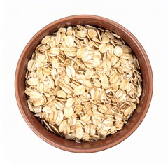 Ceramic Cereal Container with Oat Flakes on Isolated White Background