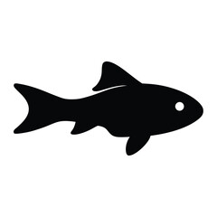 dwarf cichlid fish vector silhouette icon, black and white illustration of fish.