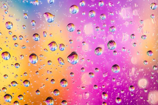 Colorful water droplets on glass - Powered by Adobe