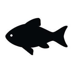 electric blue ram fish vector silhouette icon, black and white illustration of fish.