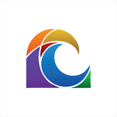Colorful wave logo minimalistic vector illustration