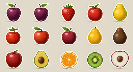 Colorful Collection of Fresh Fruits with Vibrant Styles and Designs